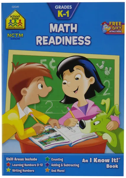 SCHOOL ZONE - Math Readiness K-1 Workbook - 32 Pages