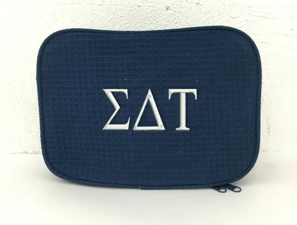 Sigma Delta Tau Waffle Weave Cosmetic Bag