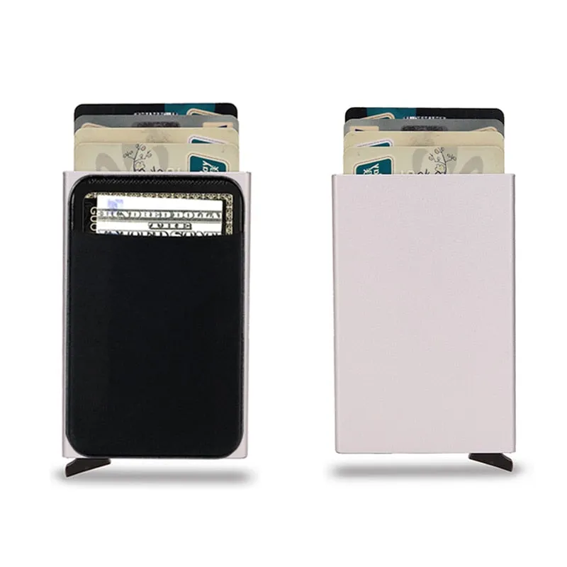 Slim Credit Card Pop-Up Holder RFID Metal Protection Wallet With Money Pocket
