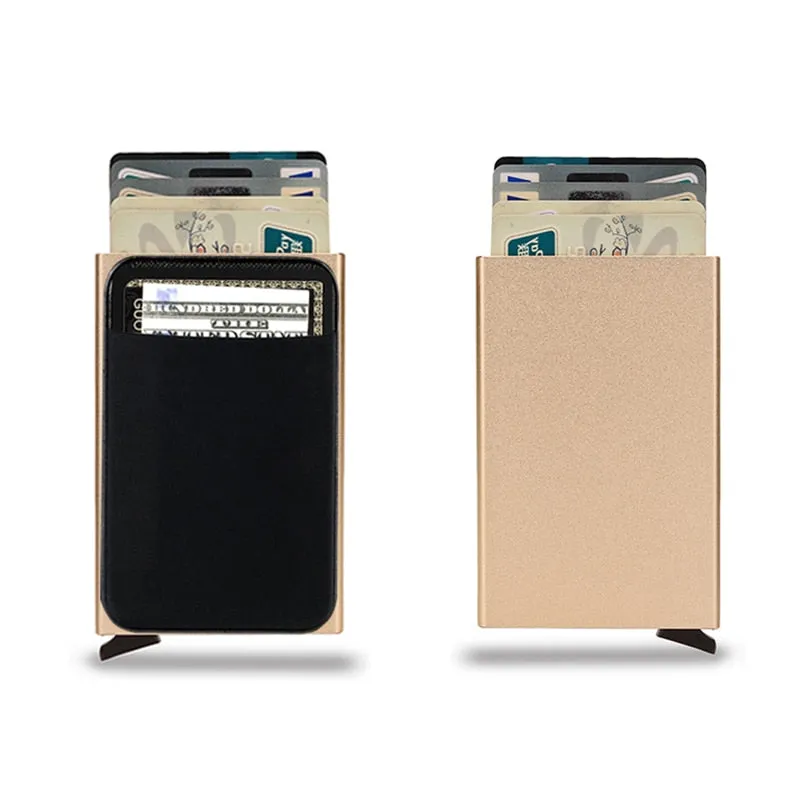 Slim Credit Card Pop-Up Holder RFID Metal Protection Wallet With Money Pocket