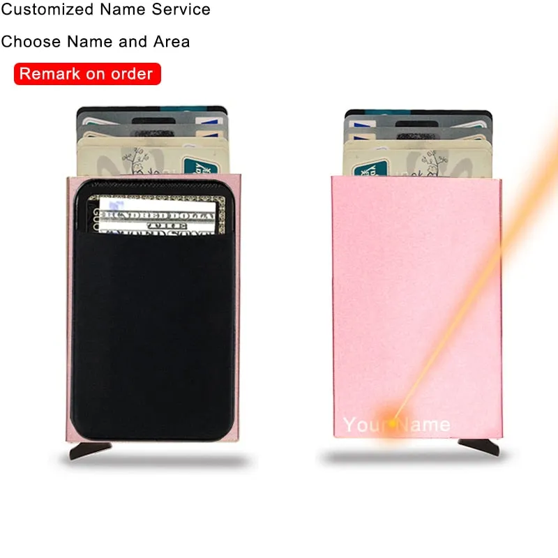 Slim Credit Card Pop-Up Holder RFID Metal Protection Wallet With Money Pocket