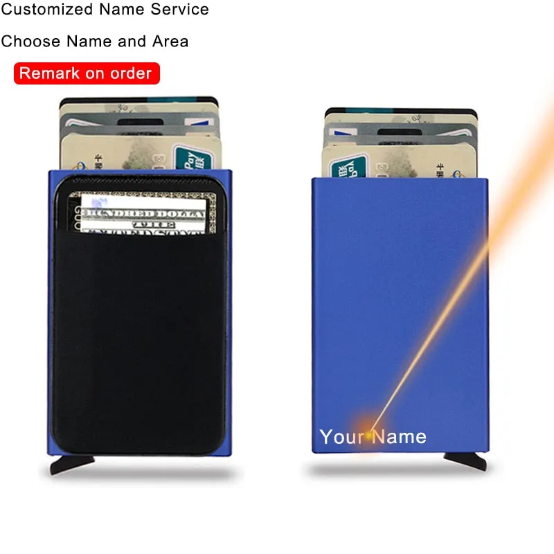Slim Credit Card Pop-Up Holder RFID Metal Protection Wallet With Money Pocket