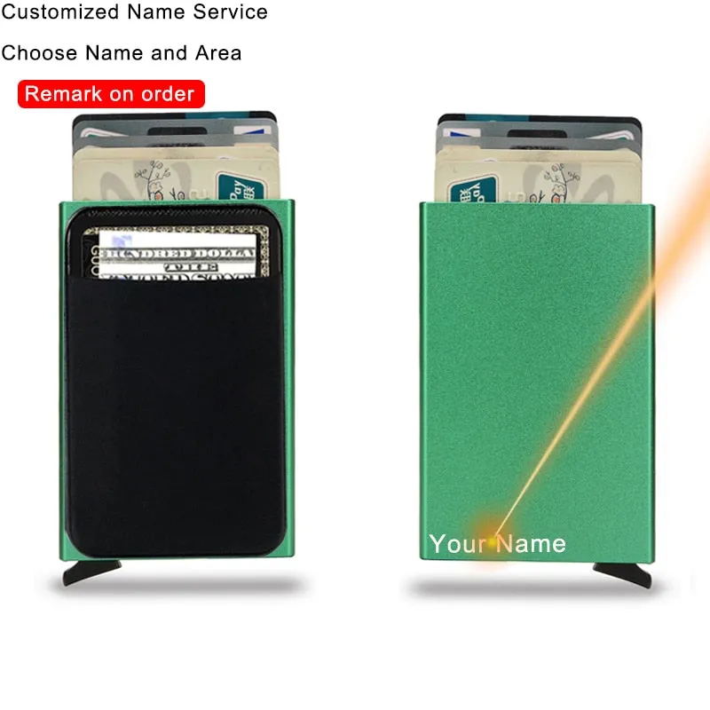 Slim Credit Card Pop-Up Holder RFID Metal Protection Wallet With Money Pocket