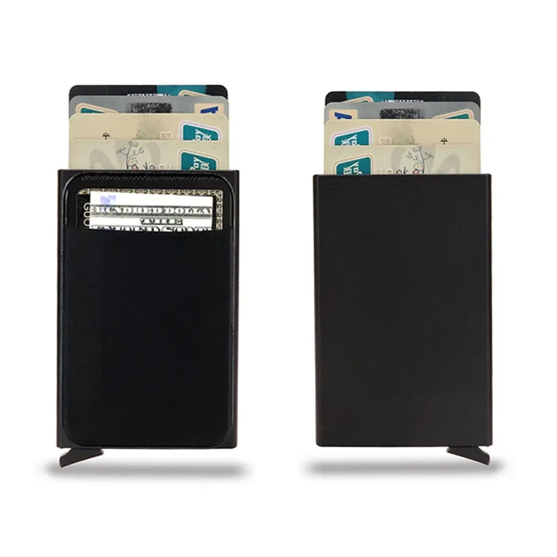 Slim Credit Card Pop-Up Holder RFID Metal Protection Wallet With Money Pocket