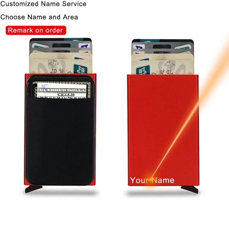 Slim Credit Card Pop-Up Holder RFID Metal Protection Wallet With Money Pocket