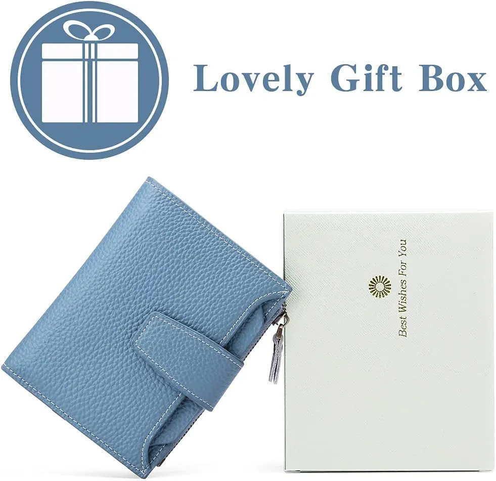 Small Womens RFID Blocking Genuine Leather Bifold Wallet