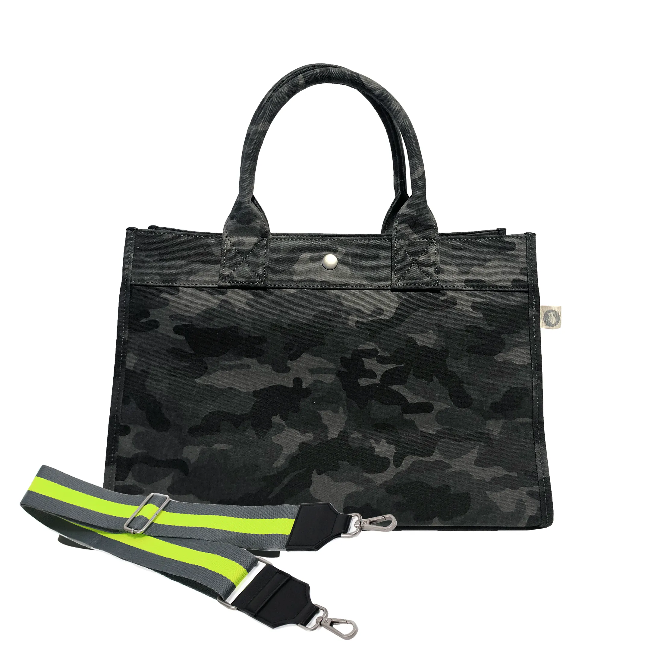 Split Letter Monogram Midi East West Bag: Black Camouflage