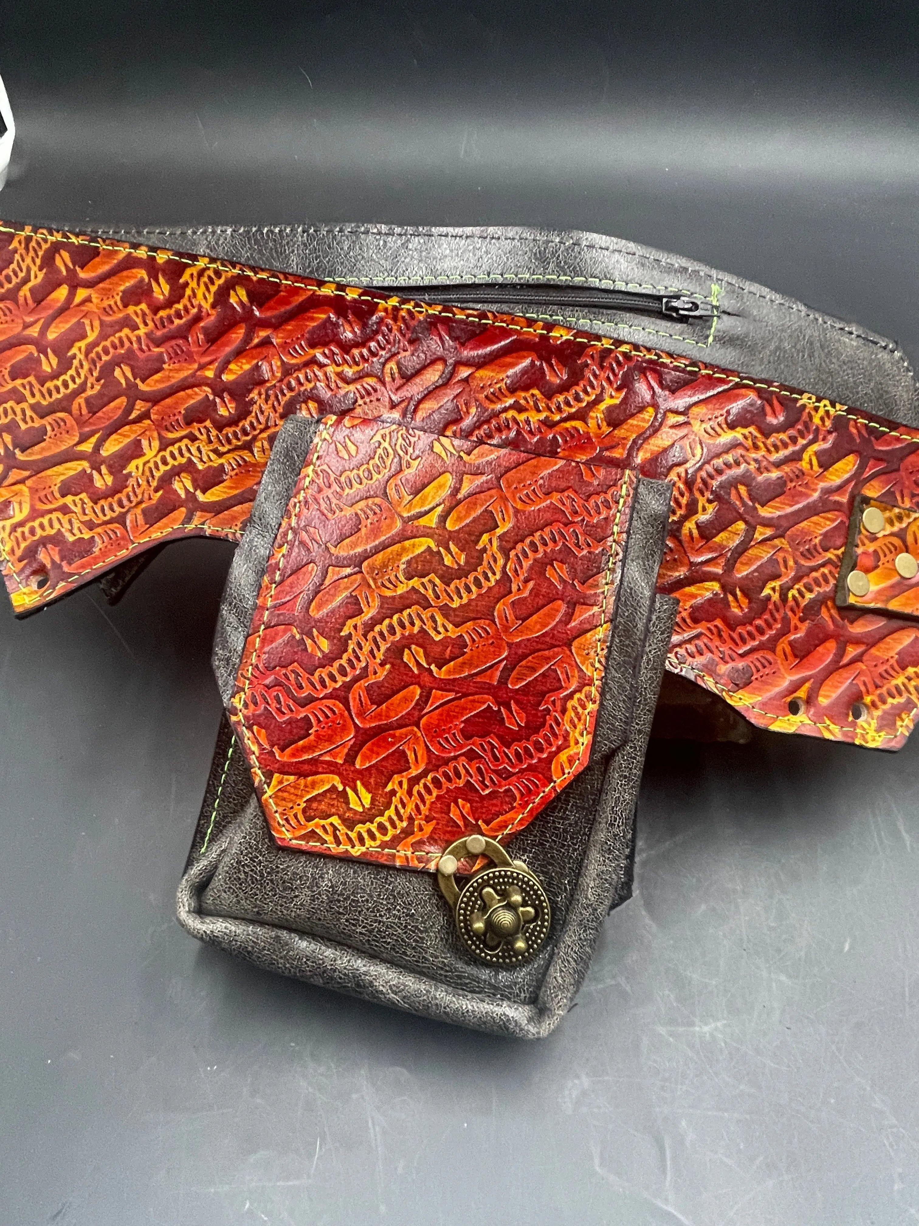 Stamped Leather Utility Hip Belt - Grateful