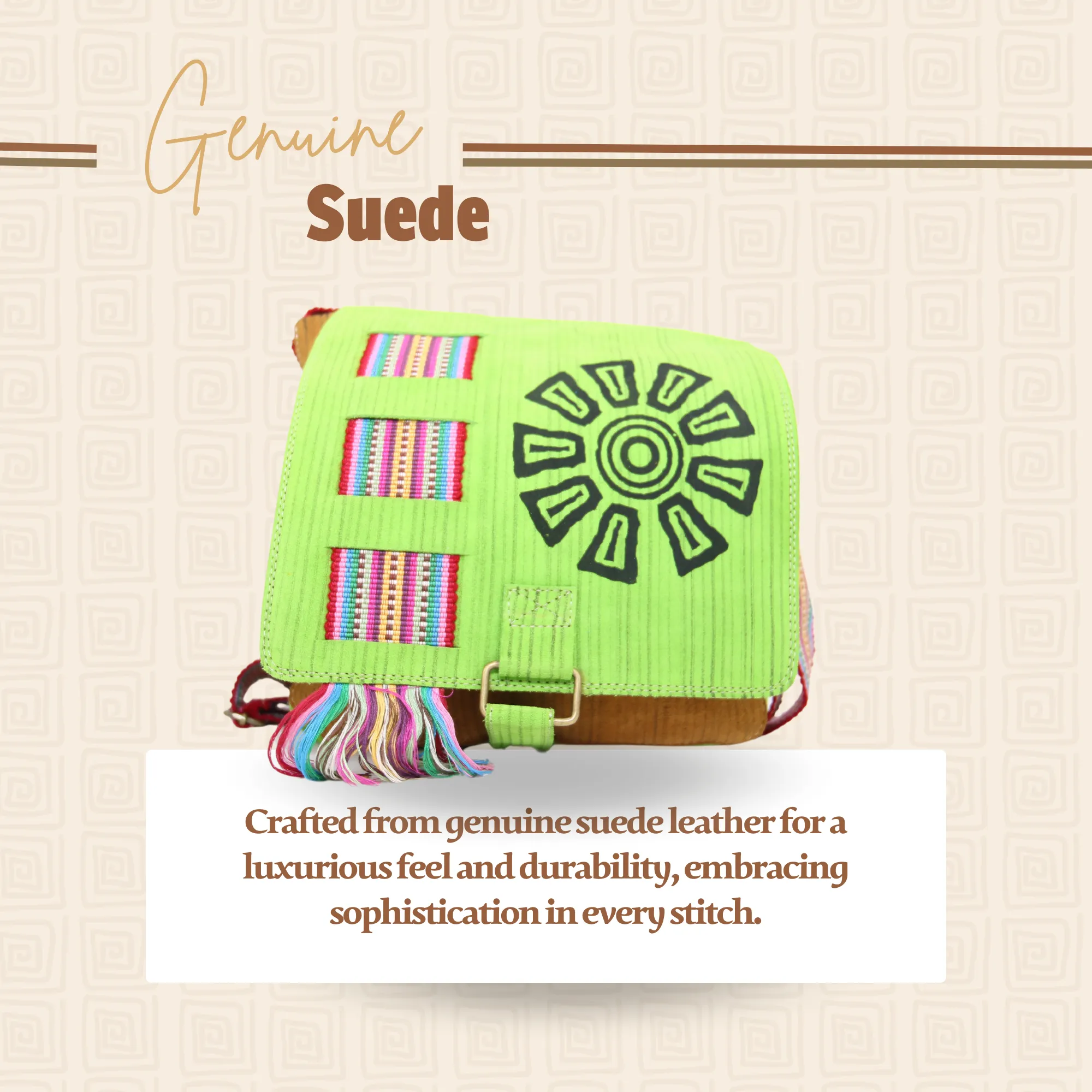 Suede Leather Bag w/ Sun (Light Green)