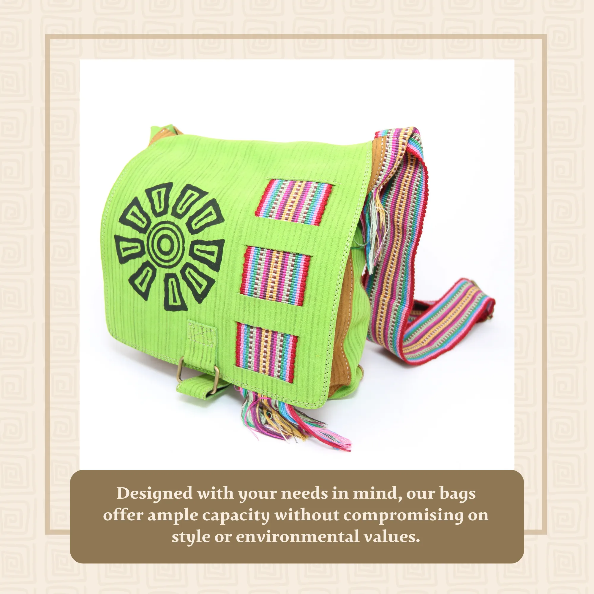 Suede Leather Bag w/ Sun (Light Green)