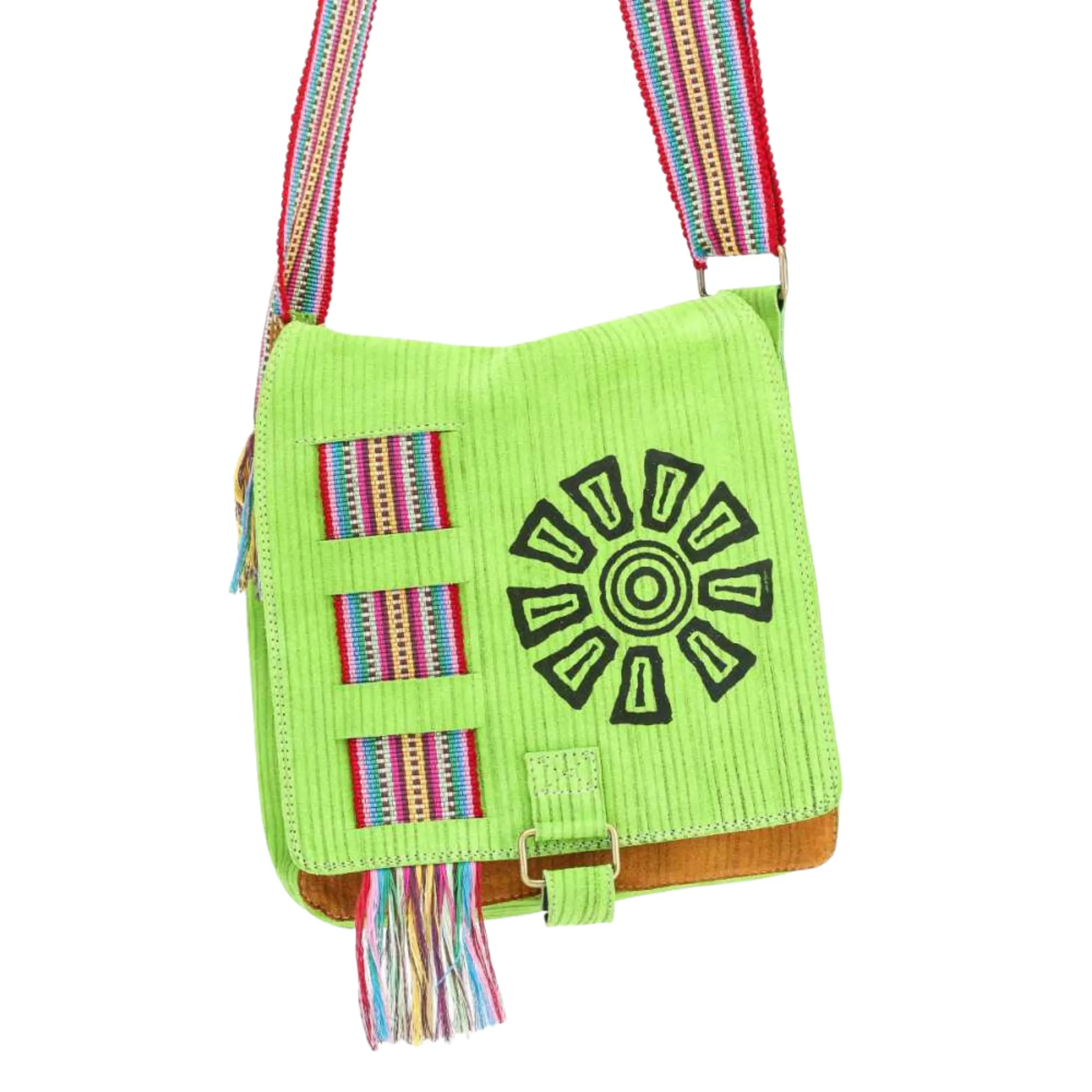Suede Leather Bag w/ Sun (Light Green)