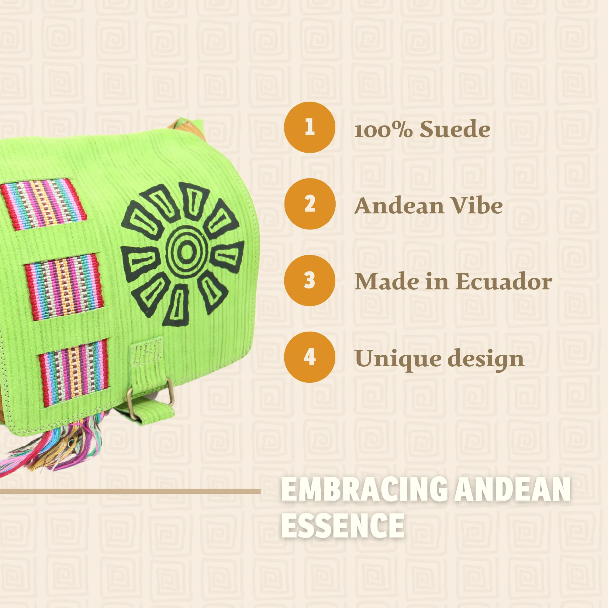 Suede Leather Bag w/ Sun (Light Green)