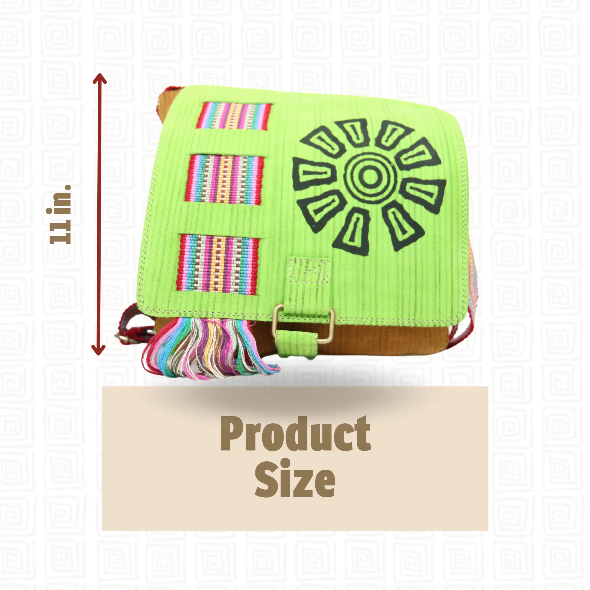 Suede Leather Bag w/ Sun (Light Green)