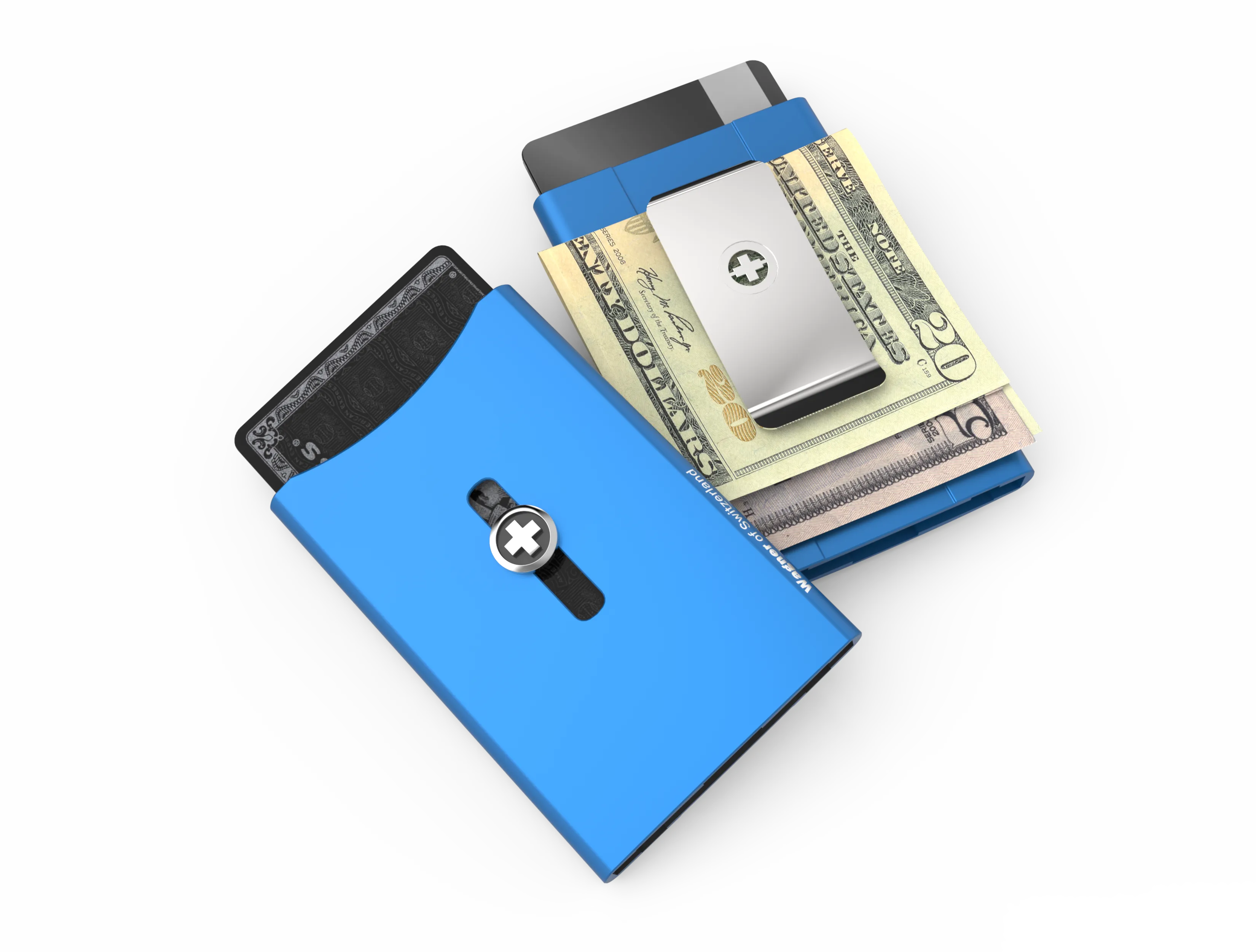 SWISS WALLET ORIGINAL, Cardholder Money clip, blue