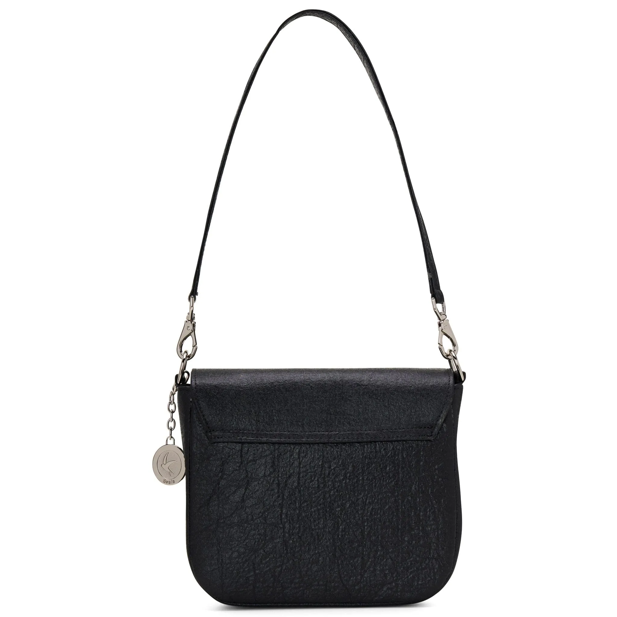 Tashi Pinatex® Vegan Leather Shoulder & Crossbody Bag | Metallic Black