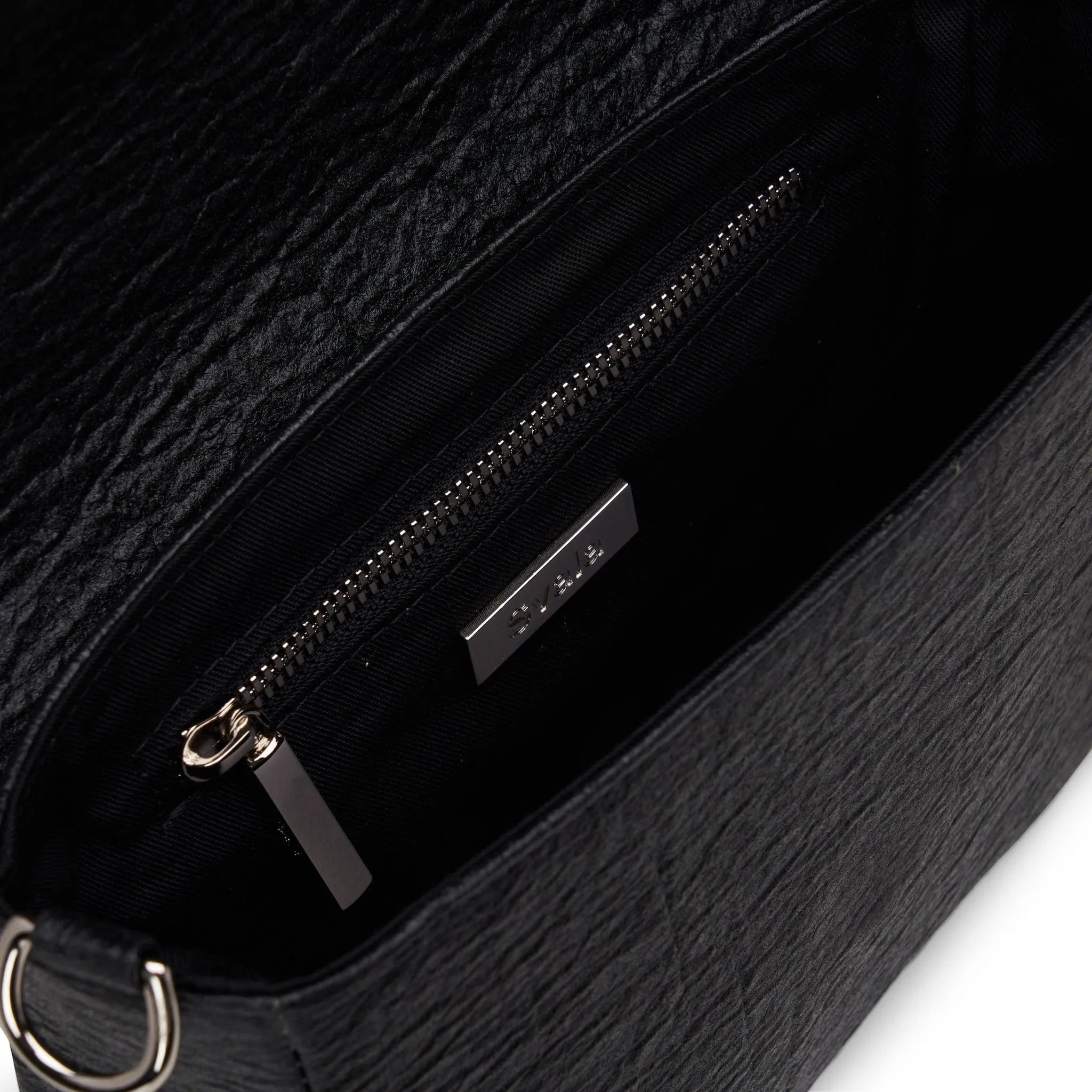 Tashi Pinatex® Vegan Leather Shoulder & Crossbody Bag | Metallic Black