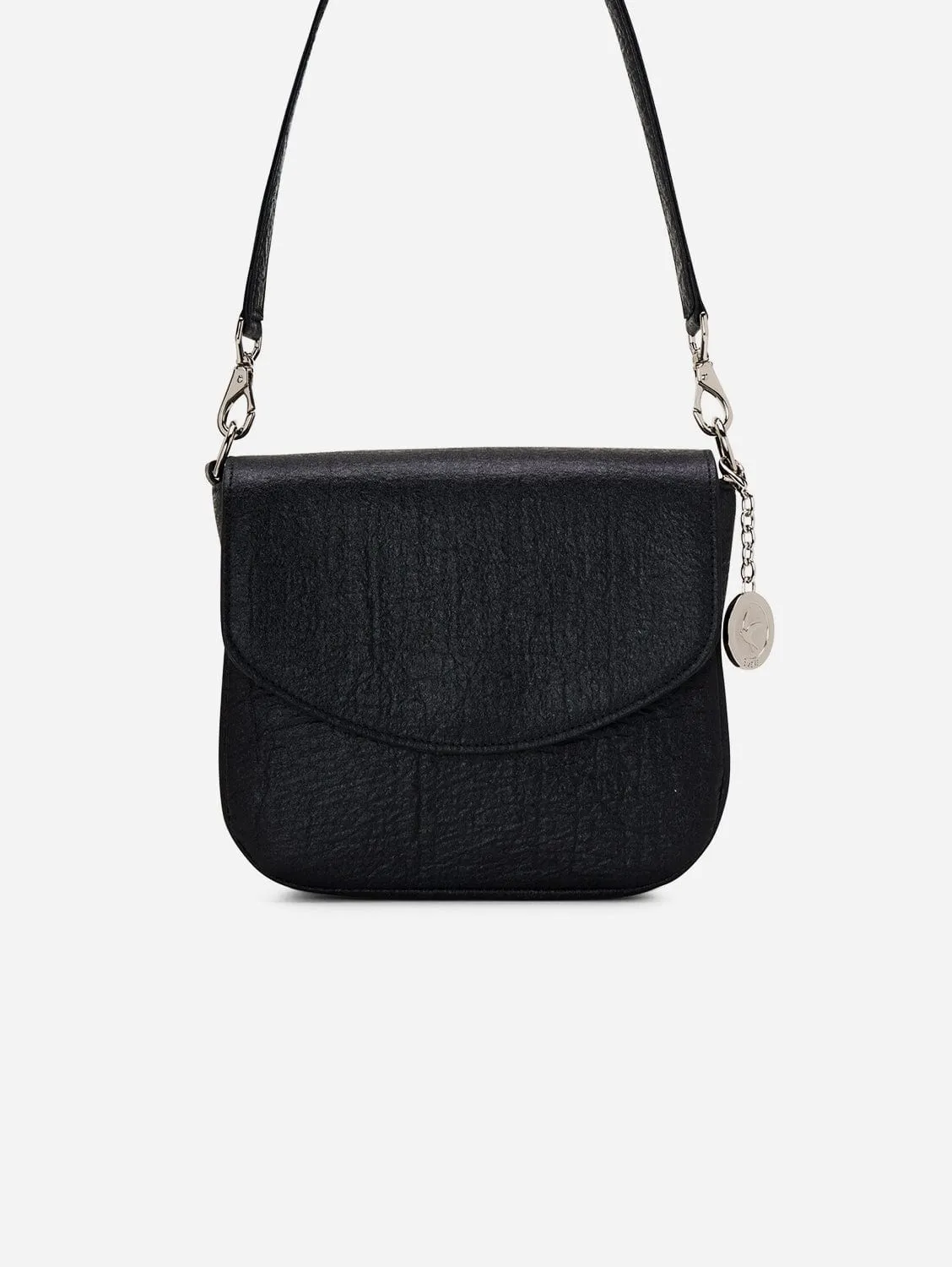 Tashi Pinatex® Vegan Leather Shoulder & Crossbody Bag | Metallic Black