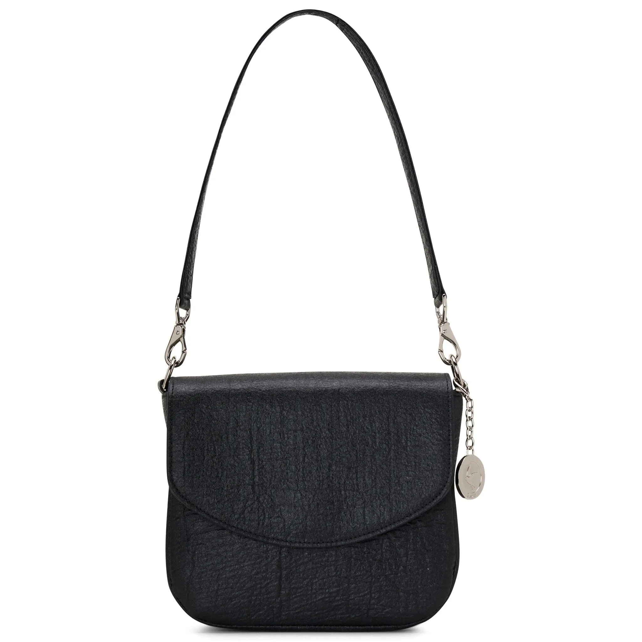 Tashi Pinatex® Vegan Leather Shoulder & Crossbody Bag | Metallic Black