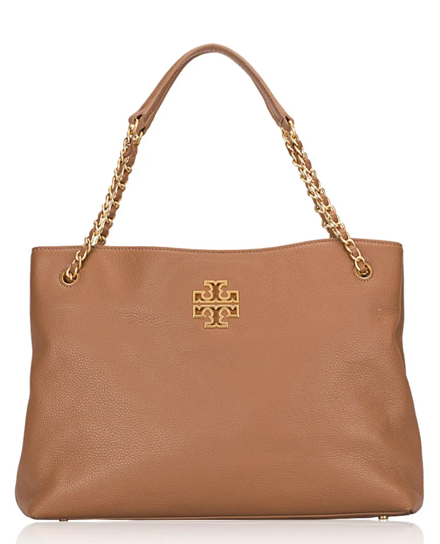 Tory Burch Britten Triple Compartment Tote in Bark