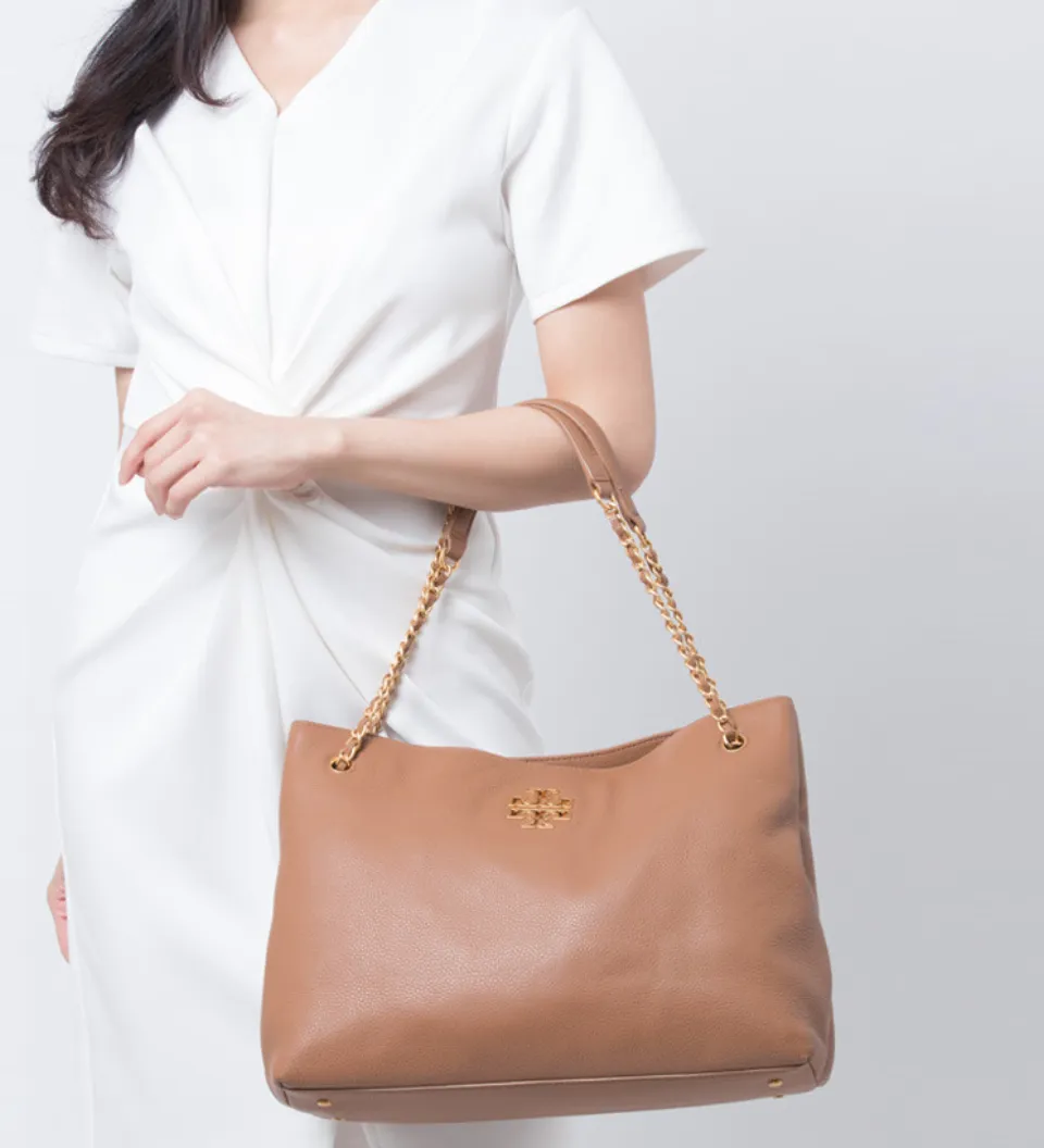 Tory Burch Britten Triple Compartment Tote in Bark