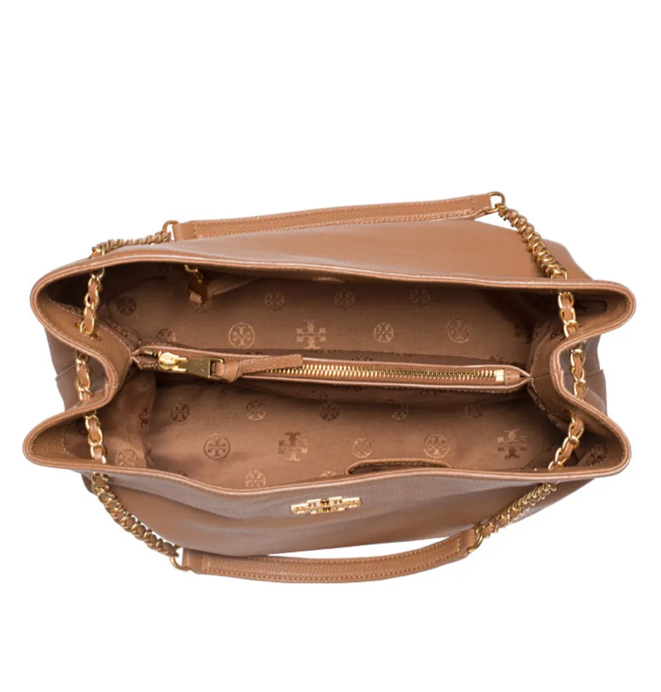 Tory Burch Britten Triple Compartment Tote in Bark