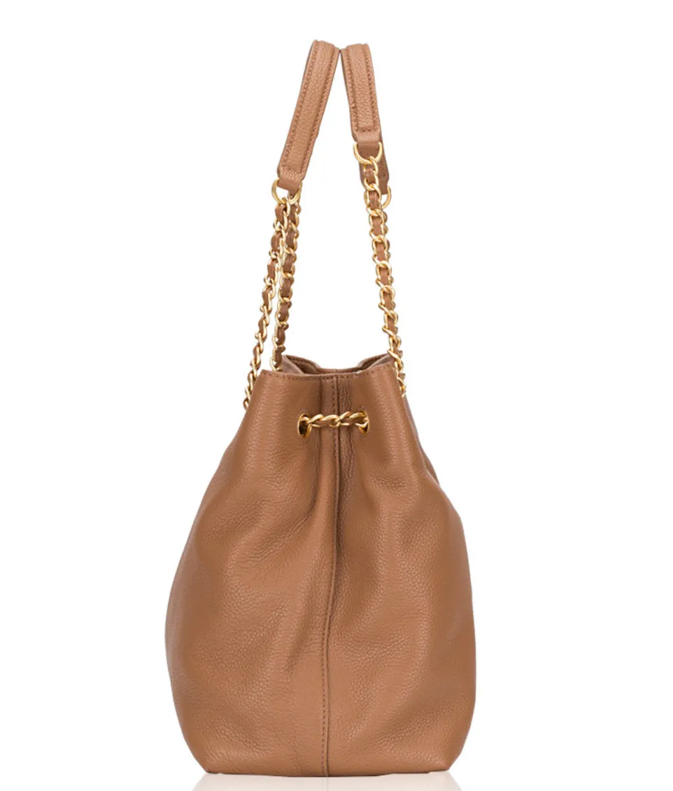 Tory Burch Britten Triple Compartment Tote in Bark