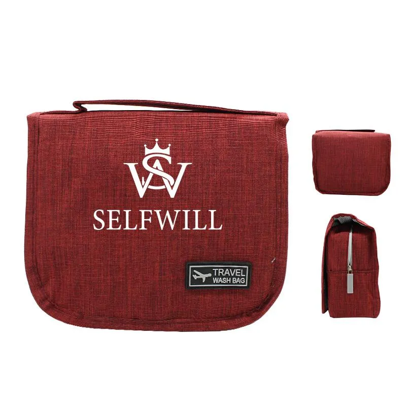 Zippered Cosmetic Bag With Hanging Hook
