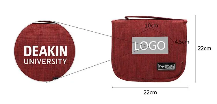 Zippered Cosmetic Bag With Hanging Hook