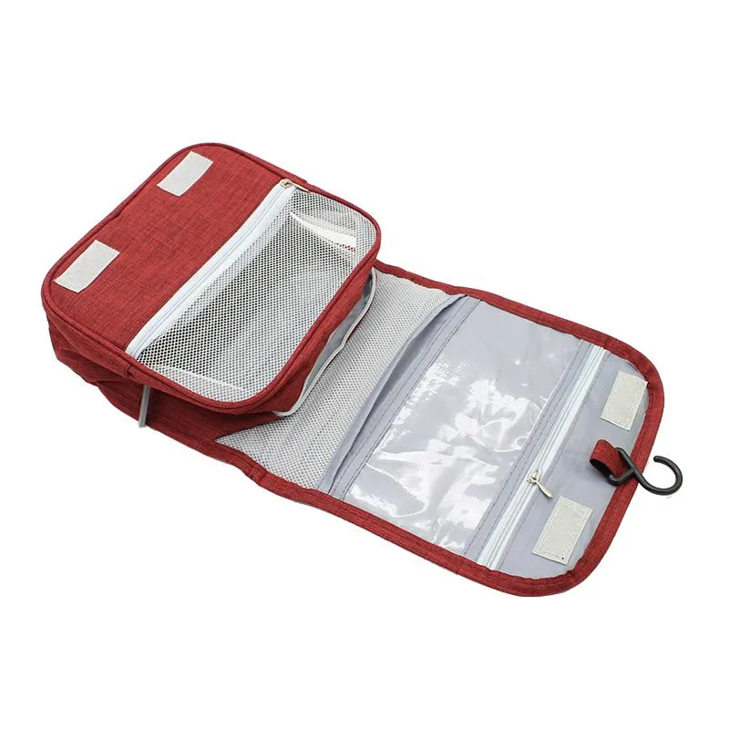 Zippered Cosmetic Bag With Hanging Hook